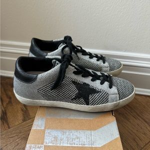 GOLDEN GOOSE Superstar Silver Lurex Knitted Sneakers